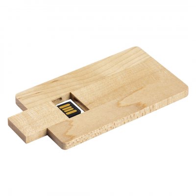 CREDIT CARD WOOD, usb flash memorija, bež, 64GB